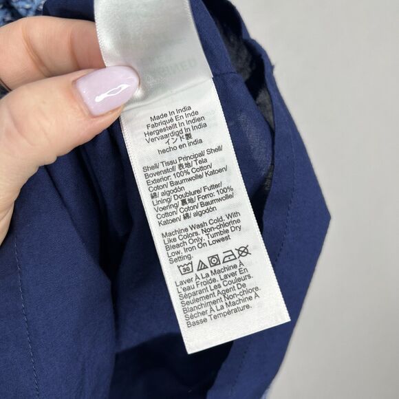 J.Crew Womens Dress Small Blue 100% Cotton Floral Puff Sleeve Belted Preppy Boho - Picture 13 of 15